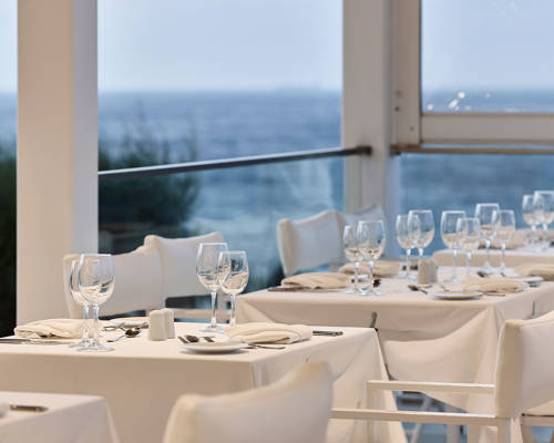 Restaurant decorated tables and chairs