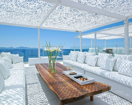 Decorated lounge table and sofas