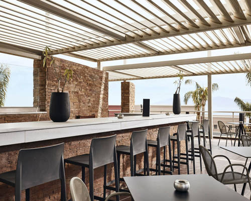 Bar, tables and chairs